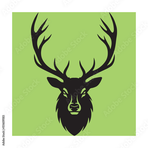 Black deer silhouette against a light green backdrop perfect for wildlife and nature designs