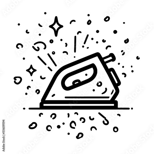 A single modern line icon depicts iron clothes in a straightforward design