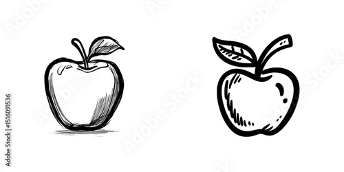 A simple design illustration of a green apple fruit icon on a white background
