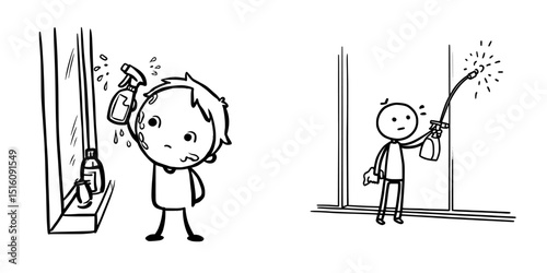Icon of a shower outline, a figure taking a bath in line art illustration