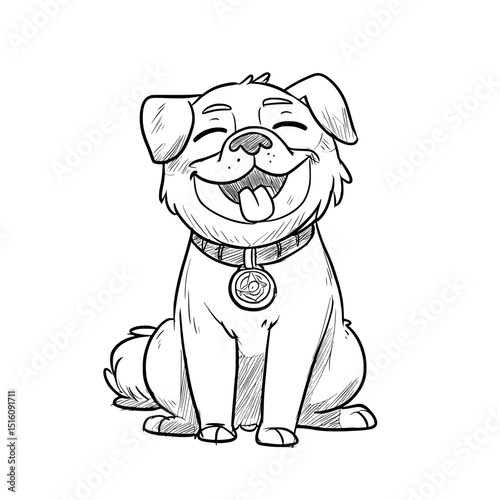 On a modern pets adoption sign, a funny pug is shown with a happy muzzle, accompanied by a cute puppy and an 'adopt me' badge with a cheerful dog that has its tongue out for a pets adoption banner