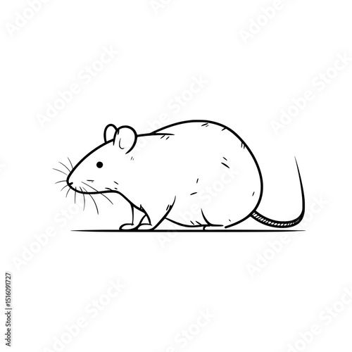 Simple Rodent Line Art Illustration: Minimalist Rat Icon
