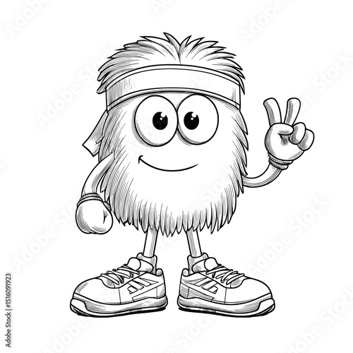 A fun and lively Mexican cartoon character, depicted wearing sneakers and a headband, makes a peace sign, reflecting the playful and carefree vibe of the y2k hippie movement, as a modern