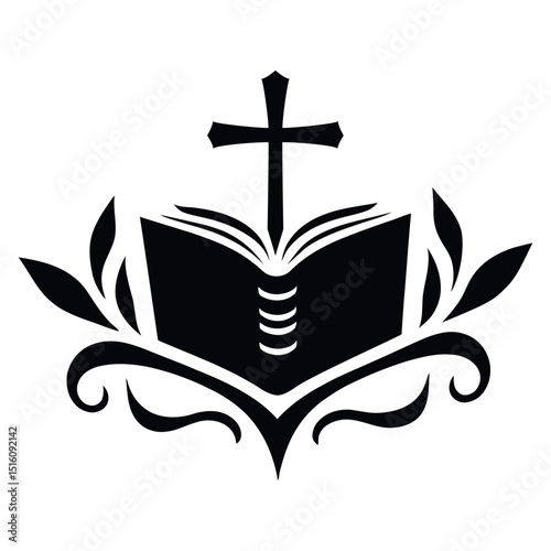 Bible icon. Black Bible open icon. Vector illustration.
