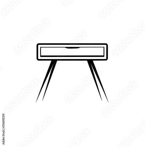 Icon for office desk in line art style, related to workplace and furniture design