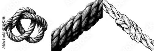 A skein of strong rope is outlined in a coloring book page featuring line art drawing