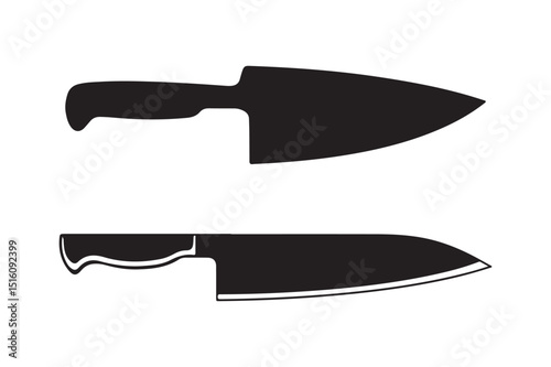 Knife flat simple silhouette icon set vector illustration on a white background
