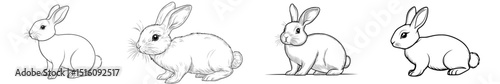 Ink sketch illustration of a rabbit on a white background in a modern style