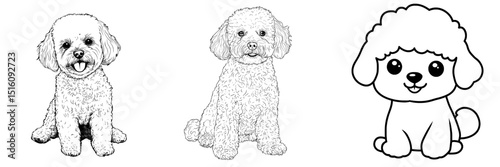 Modern black and white engraving illustration of a Brussels Griffon dog as a pet