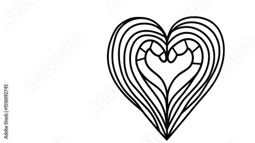 Modern love concept illustrated by a continuous one-line drawing of a hand enveloping a heart, set against a plain white background