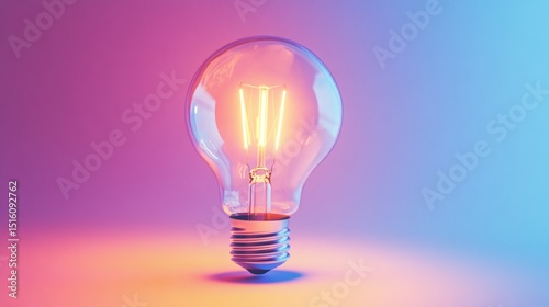 Glowing lightbulb in pastel setting for innovation idea creativity electric inspiration futuristic minimal color background