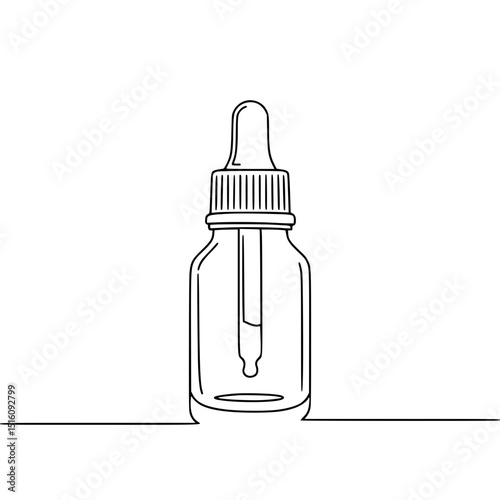 Line drawing of a dropper bottle with pipette on a transparent background  