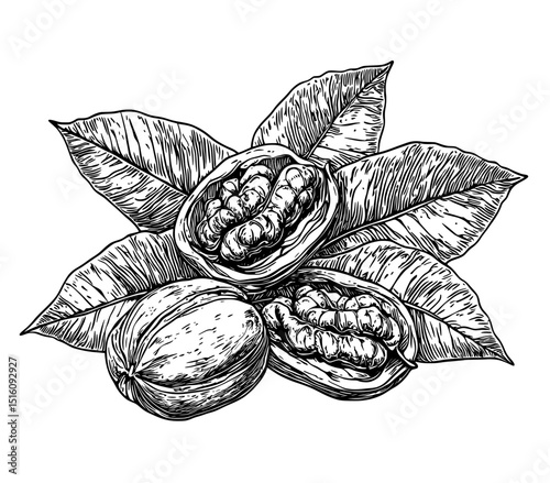 Walnuts are depicted in a hand-drawn sketch as a healthy food option through illustration