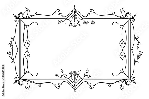 A retro photo frame is depicted in a modern illustration through a hand drawn ink sketch