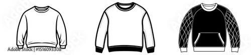 Line art illustrations of winter clothing showcase a range of fashionable items such as coats, dresses, trousers, and accessories like winter caps and scarves, blazers, sweaters, and hoodies