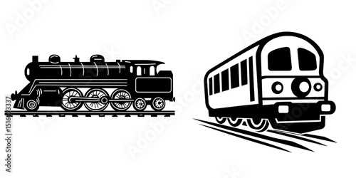 Modern illustration of a steam locomotive created by hand drawing, representing transport