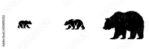 A grizzly bear icon in black is set against a white background, with the bear represented as a silhouette