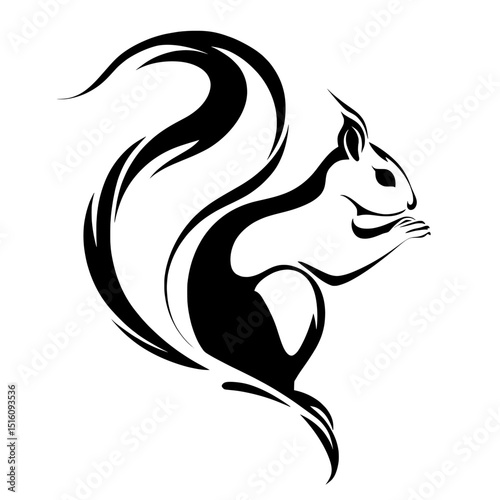 Monochrome stock design featuring a friendly red squirrel logo with a silhouette illustration is available