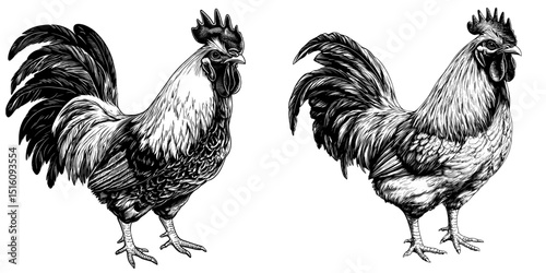 The illustration is a doodle style hand drawing of a farm rooster