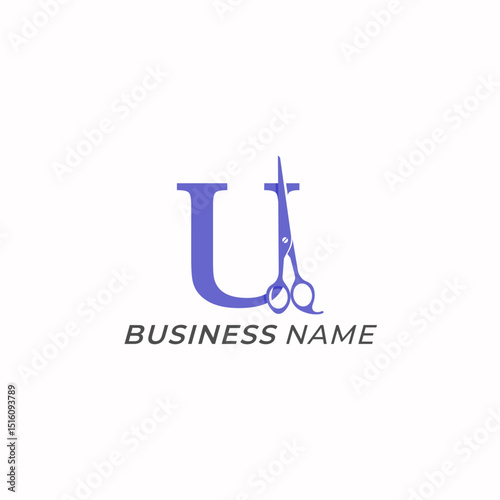 design logo creative letter U and scissors