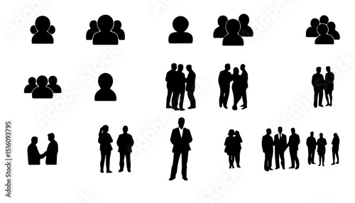 Business human people team icon set collection