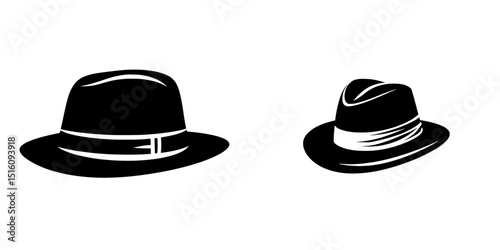 Modern flat design features a stylish illustration of a hand-drawn fedora hat