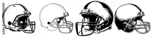 Modern illustration of an American Football Helmet in monochrome
