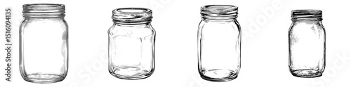 Icon of an empty glass jar in a modern line illustration style, isolated on a white background