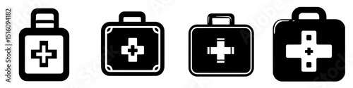 Icon of a First Aid Kit in flat style with hand drawn line