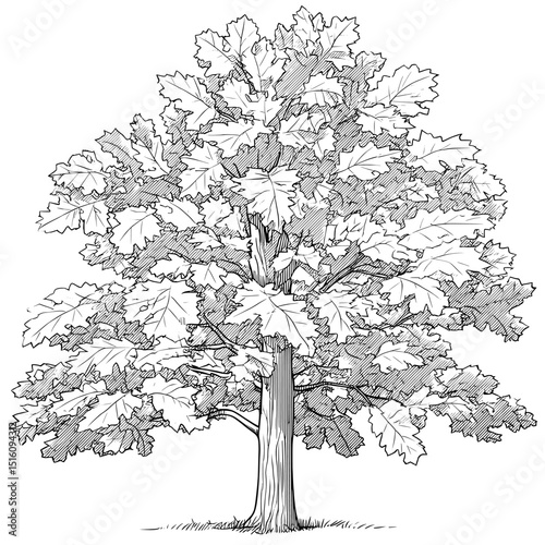 A family oak tree, disassembled into trunk and leaves, is showcased in a modern illustration set against a white background