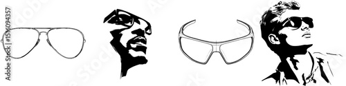 Generative Ai creates a sketch style silhouette of sunglasses