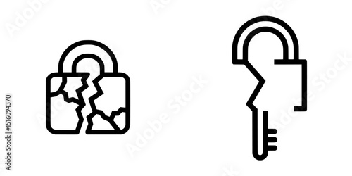 The key unlocks the lock, represented by a linear icon, and access becomes available, shown as a line with an editable stroke