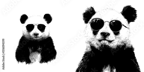 A modern illustration featuring a panda bear wearing sunglasses, ideal for t-shirt design