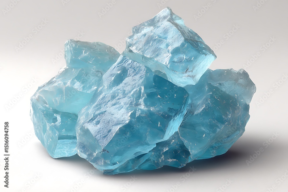 a cluster of raw aquamarine crystals swirling upward in gentle chaotic movement, glowing edges isolated on pure a cluster of raw aquamarine crystals swirling upward in gentle chaotic movement, glowing edges isolated on pure