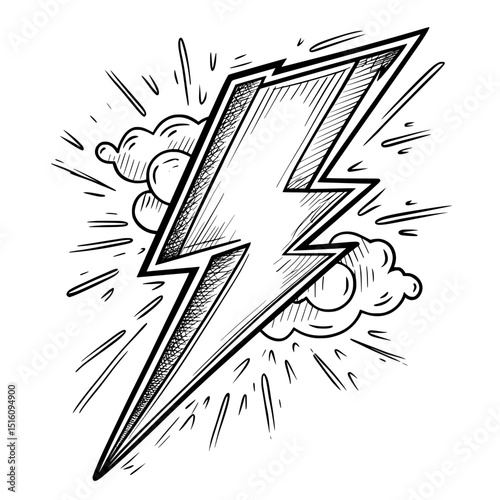 The electric charge of a thunderstorm's lightning and thunderbolt flash sparks on a transparent background, creating a modern and realistic effect