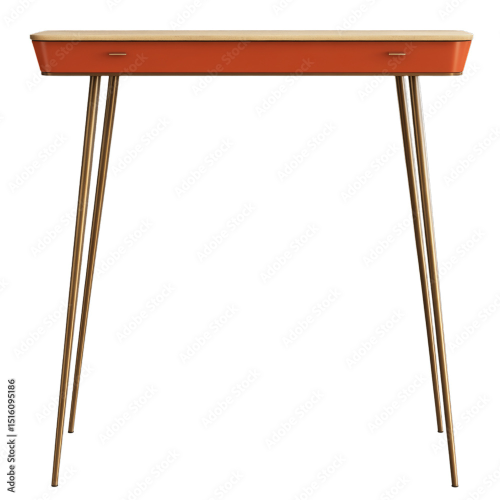 Obraz premium Narrow console table with metal legs. Isolated white background. Png format