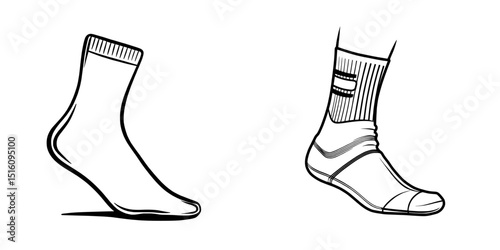 A single ankle sock is depicted in a simple line art illustration with a modern minimalistic black outline