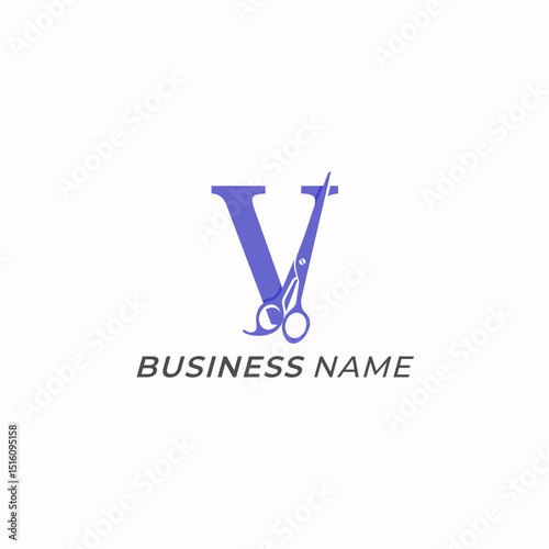design logo combine letter V and scissors