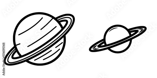 A basic illustration of a ringed planet, ideal for educational purposes, space-inspired artwork, or visual representations, featuring a clean and adaptable aesthetic