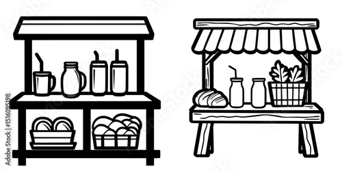 Modern hand drawn outline of a lemonade booth illustration