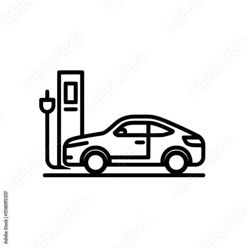 Sustainable transport solutions feature an electric vehicle charging station icon