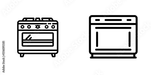 Modern illustration graphic design featuring an oven icon in thin line style