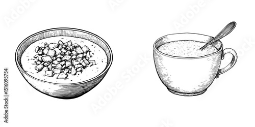 Chowder is represented by a black and white illustration that embodies the idea of soup