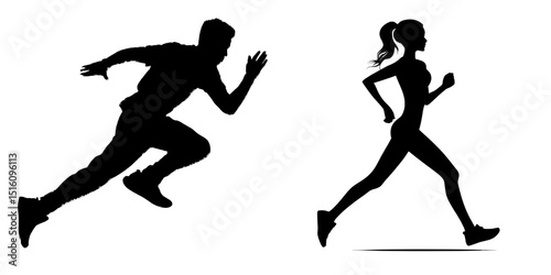 The silhouette of a person running is depicted in a modern illustration set against a white background