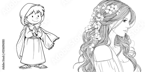 Line art illustration of a scarf for coloring, presented as a digital drawing on a book page