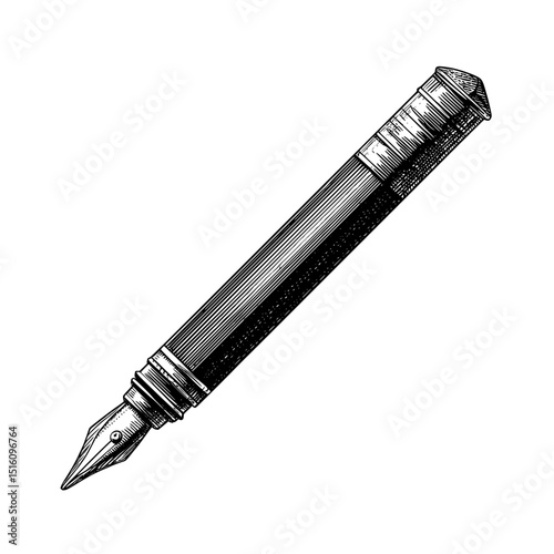 A modern stem style pencil ink sketch drawing that utilizes a monochrome black and white color scheme with an engraving style