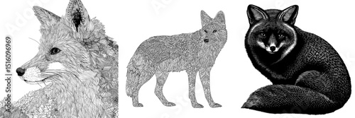 A modern illustration of a fox from a bygone era, ideal for design elements, logos, and print media
