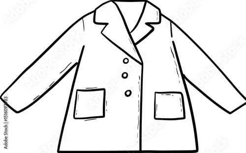 Simple clothes icon featuring a white robe in black and white isometric line drawing