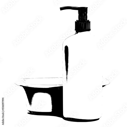 In a modern ads poster, a clog drain pipe cleaner and bathroom sink detergent are promoted through a realistic 3D package promo mockup, which features a cleanser bottle situated near a clogged basin