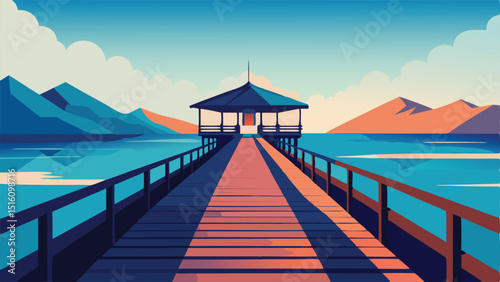 Vector illustration of parasailing adventure in tropical island